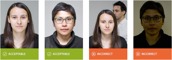 Examples of acceptable and unacceptable NZeTA photos showing correct framing, lighting and background